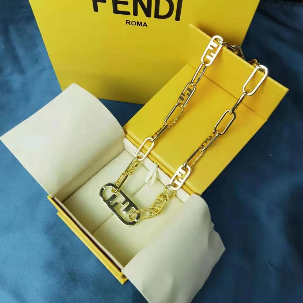 Fendi Necklace with Fendi OLock Mesh and Oval Clip for Women Fendi Necklace with Fendi OLock Mesh and Oval Clip for Women