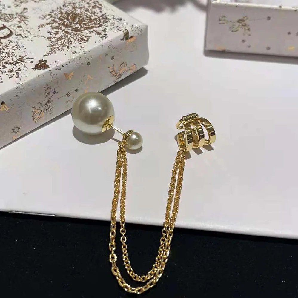 Dior Tribales Earring Gold-Finish Metal and White Resin Pearls for Women Dior Tribales Earring Gold-Finish Metal and White Resin Pearls for Women