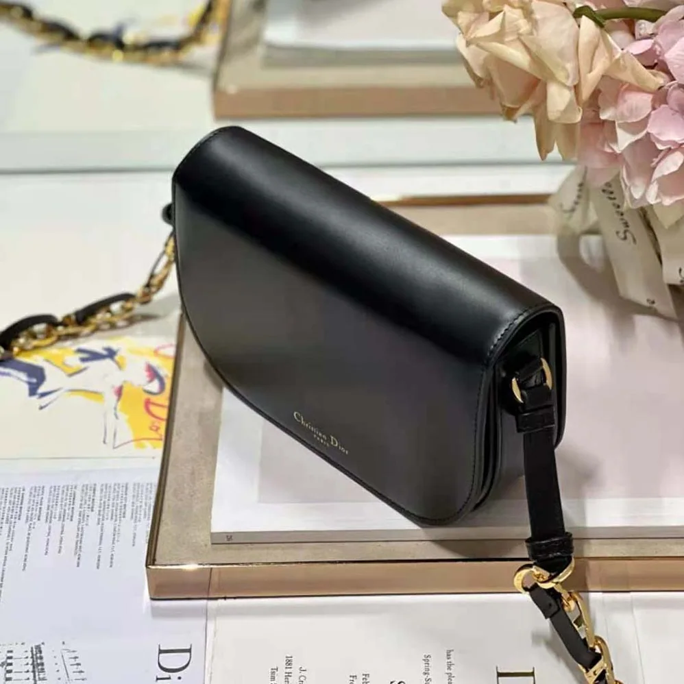 Dior CD Signature Bag with Strap Black CD for Women in Embossed Box Calfskin