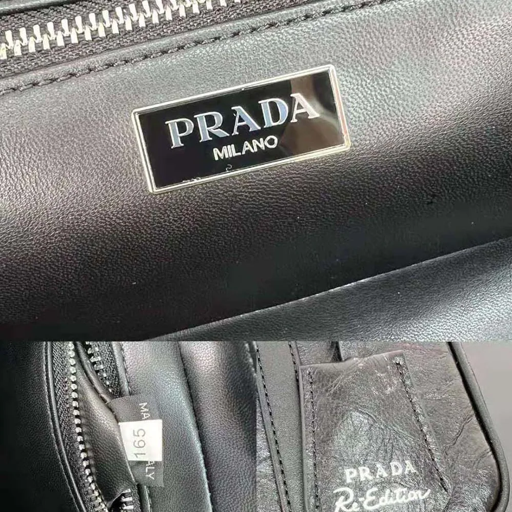 Prada Small Antique Nappa Leather Top Handle Bag for Women in Black Prada Small Antique Nappa Leather Top Handle Bag for Women in Black