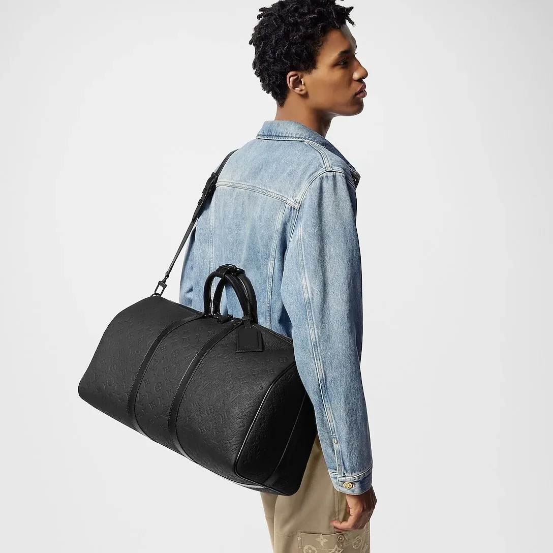 Louis Vuitton Keepall Bandouliere 50 Travel Bag in Black Matte Black Hardware Louis Vuitton Keepall Bandouliere 50 Travel Bag in Black Matte Black Hardware