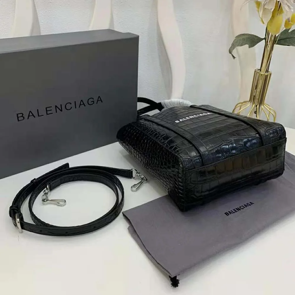 Balenciaga Everyday XXS Tote Bag in Black Shiny Crocodile Embossed Calfskin for Women Balenciaga Everyday XXS Tote Bag in Black Shiny Crocodile Embossed Calfskin for Women