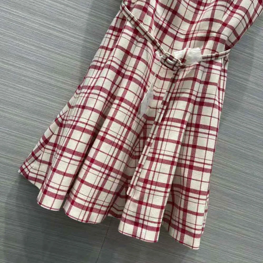 Dior Short Dress Raspberry and White Check n Dior Pop Wool Twill for Women Dior Short Dress Raspberry and White Check n Dior Pop Wool Twill for Women