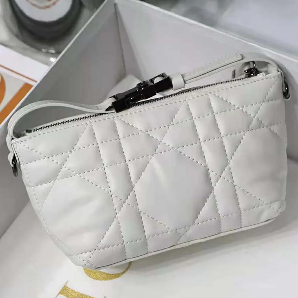 Dior Small Diortravel Nomad Pouch Latte Macrocannage Calfskin for Women