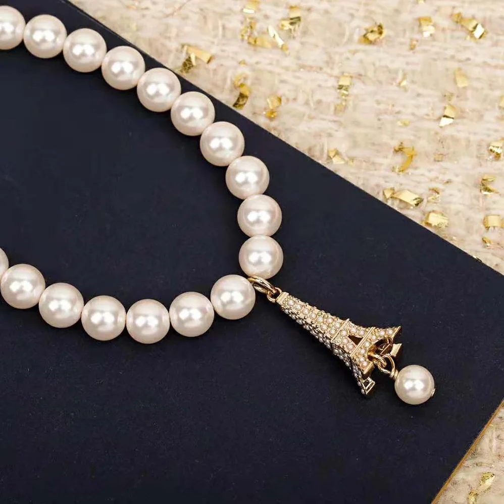 Dior Plan De Paris Choker Gold-Finish Metal and White Resin Pearls for Women