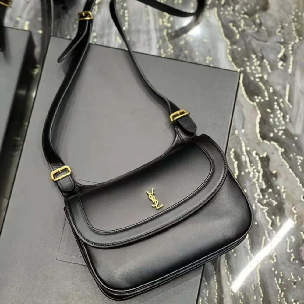 Saint Laurent YSL Charlie Medium Shoulder Bag in Smooth Leather for Women in Black Saint Laurent YSL Charlie Medium Shoulder Bag in Smooth Leather for Women in Black