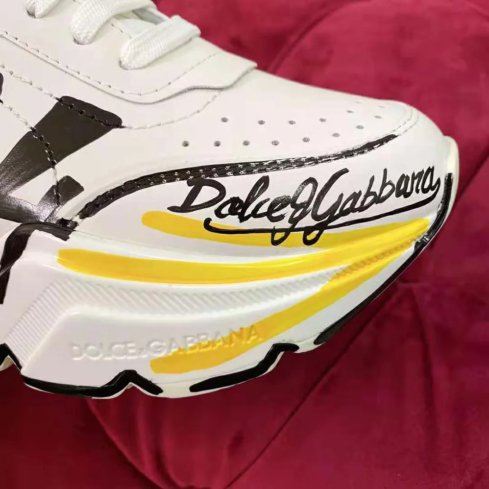 Dolce Gabbana D&G Calfskin Nappa Daymaster Sneakers for Women in Yellow