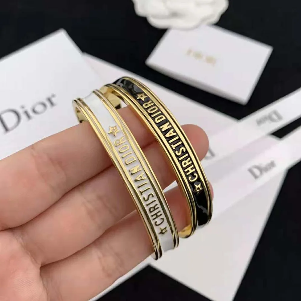 Dior Code Bangle Gold-Finish Metal and Black Lacquer for Women