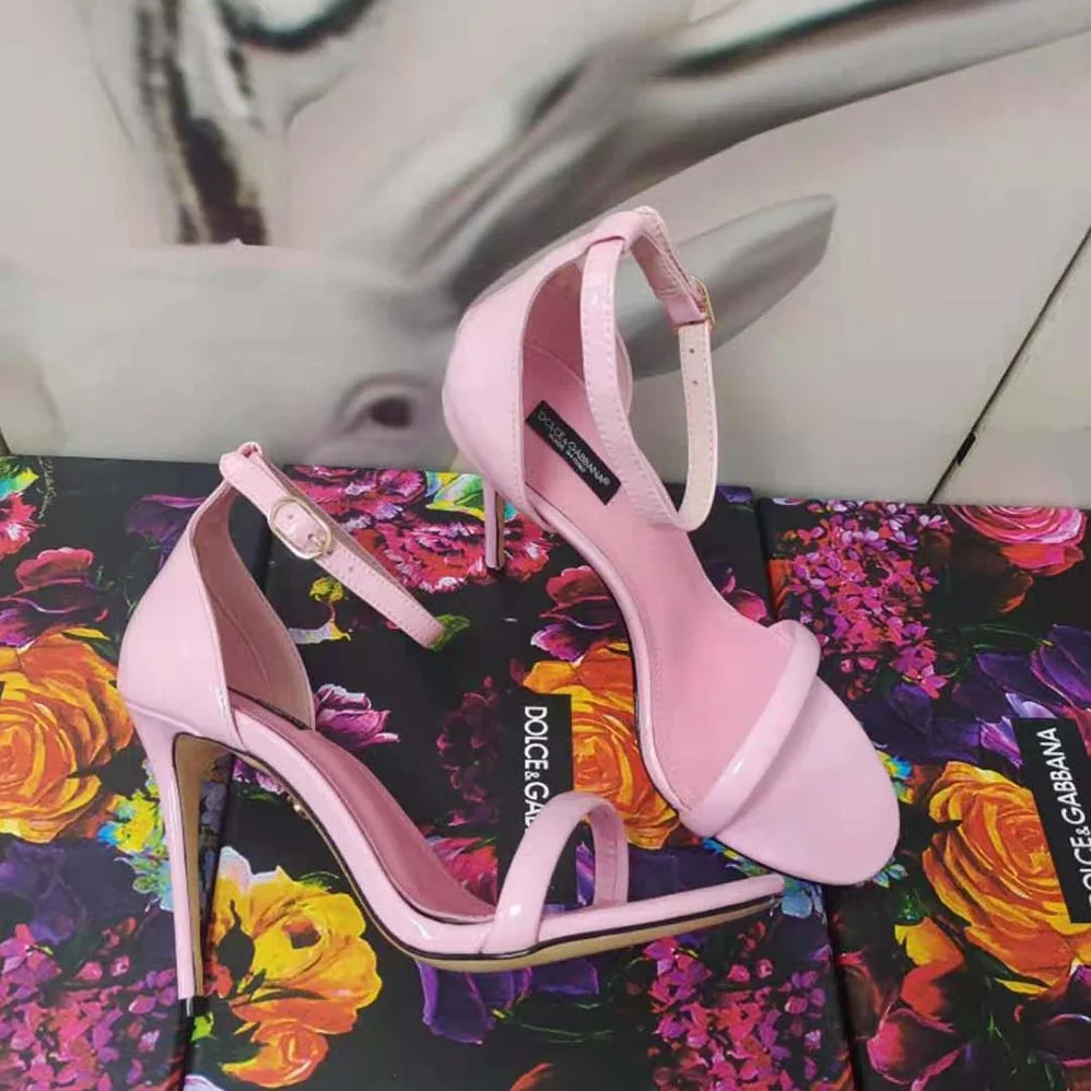 Dolce Gabbana D&G Patent Leather Sandals in 105 mm Heel Height for Women in Pink Dolce Gabbana D&G Patent Leather Sandals in 105 mm Heel Height for Women in Pink