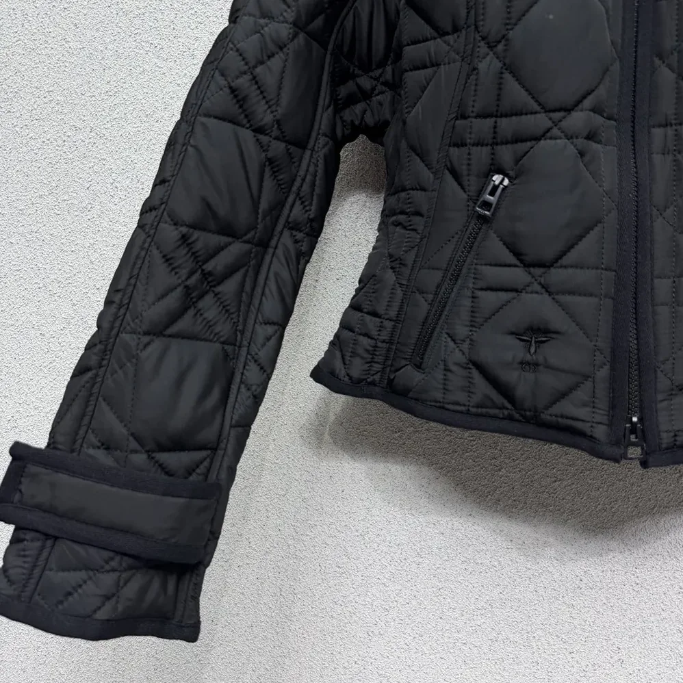 Dior Macrocannage Fitted Jacket Black Quilted Technical Taffeta for Women