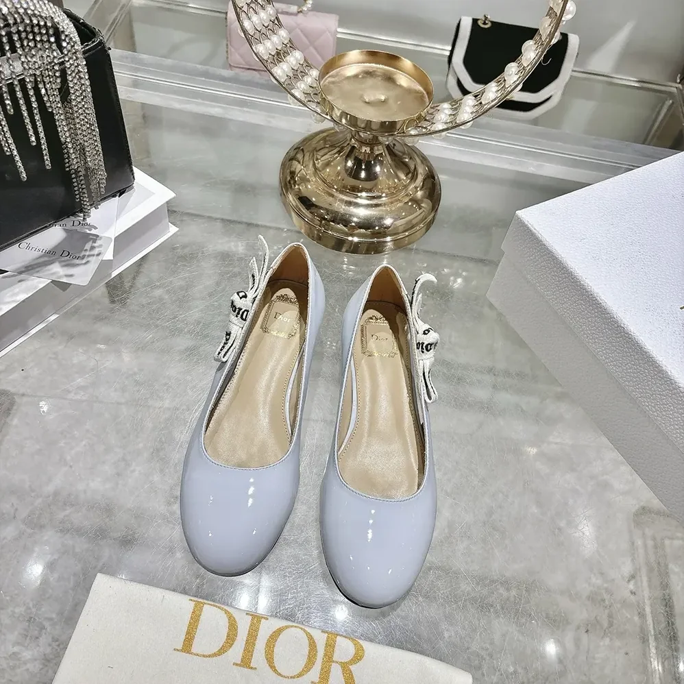 Dior J'Adior Ballet Flat Ice Lagoon Patent Calfskin for Women