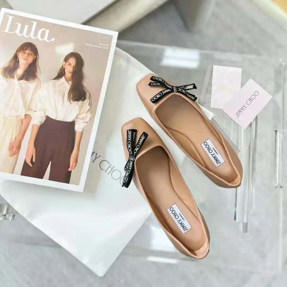 Jimmy Choo Veda Ballerina Ballet Pink Nappa Leather Flat Ballerina Pumps with Jimmy Choo Bow for Women Jimmy Choo Veda Ballerina Ballet Pink Nappa Leather Flat Ballerina Pumps with Jimmy Choo Bow for Women
