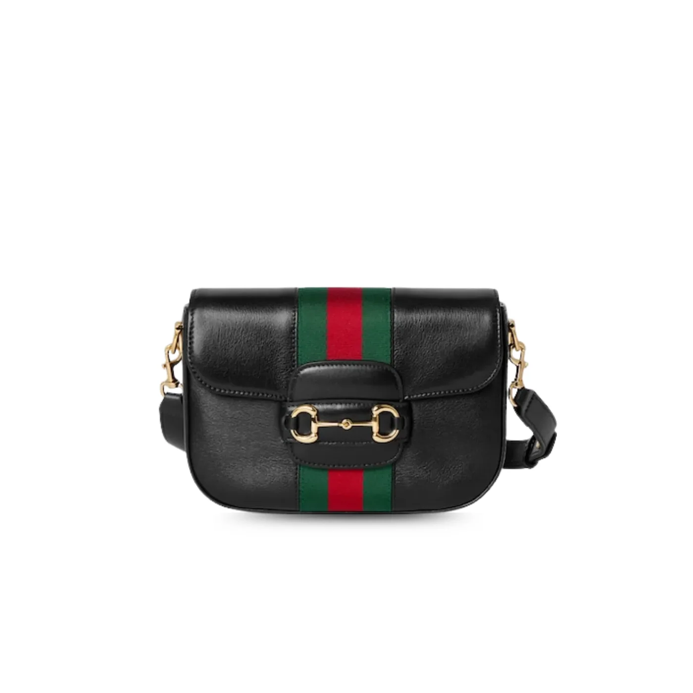Gucci Horsebit 1955 Small Shoulder Bag in Black Gold Hardware