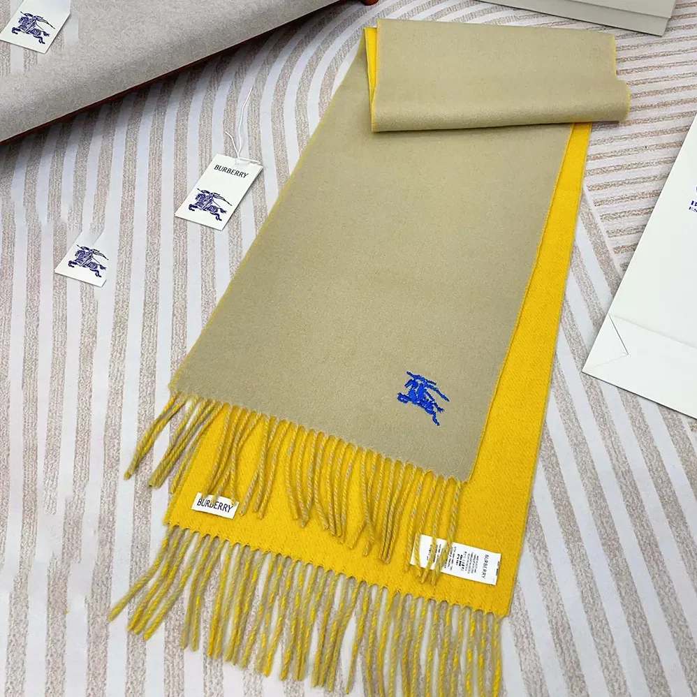 Burberry Reversible Cashmere Scarf for Unisex in Yellow Burberry Reversible Cashmere Scarf for Unisex in Yellow