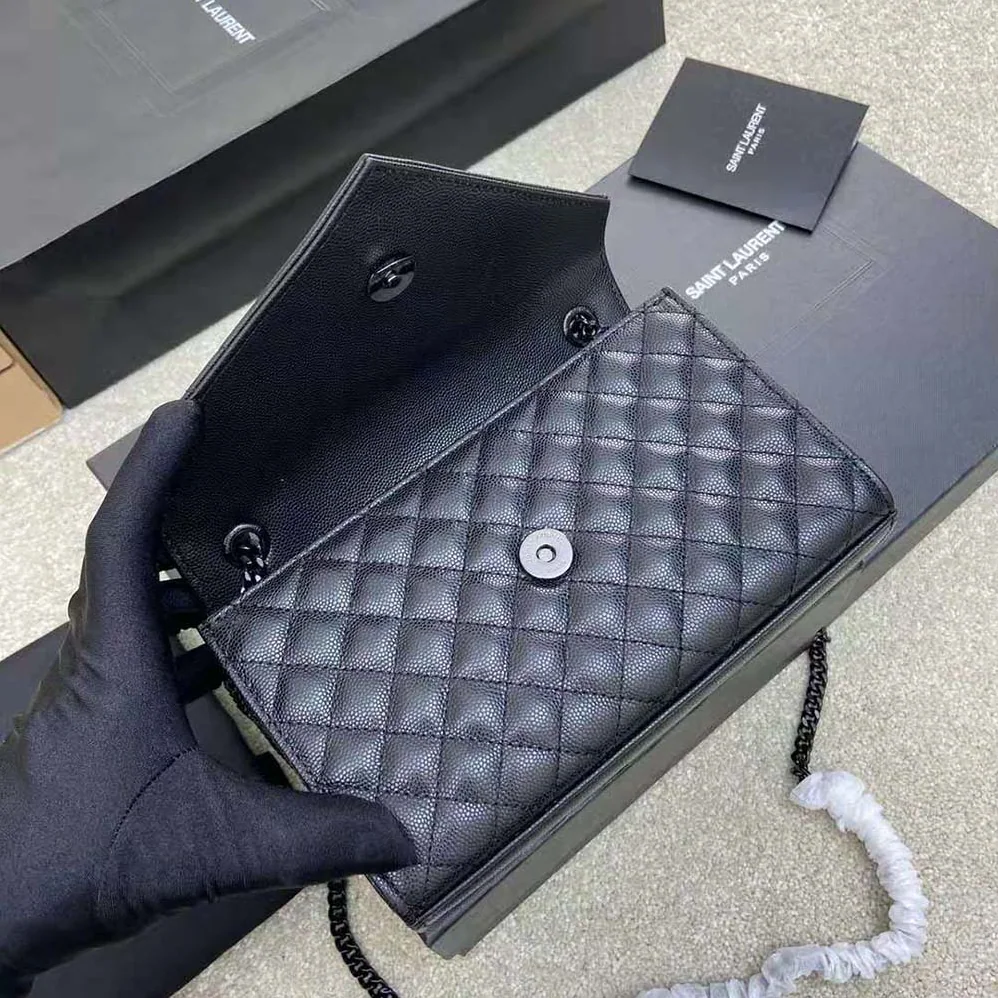 Saint Laurent YSL Envelope Small Bag in Mix Matelasse Grain DE Poudre Embossed Leather for Women in Black Saint Laurent YSL Envelope Small Bag in Mix Matelasse Grain DE Poudre Embossed Leather for Women in Black