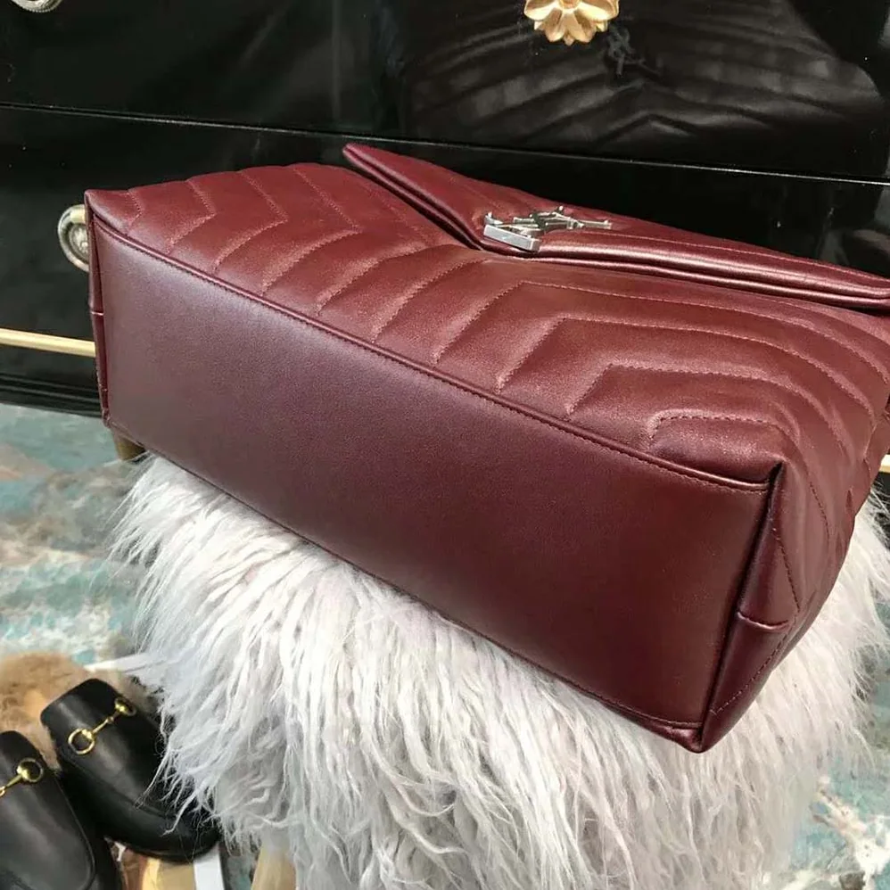 Saint Laurent YSL Loulou Medium Matelasse Y Leather for Women in Maroon