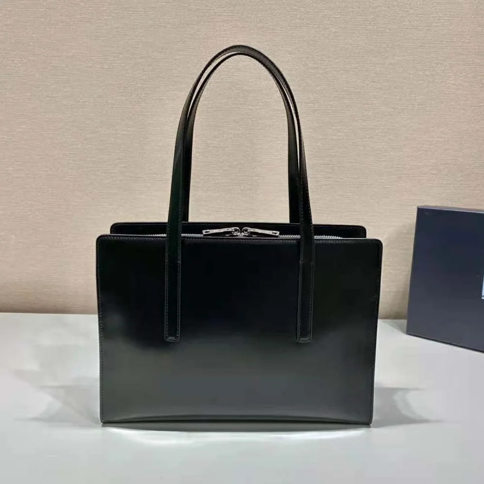 Prada Re-Edition 1995 Brushed-Leather Medium Handbag for Women in Black
