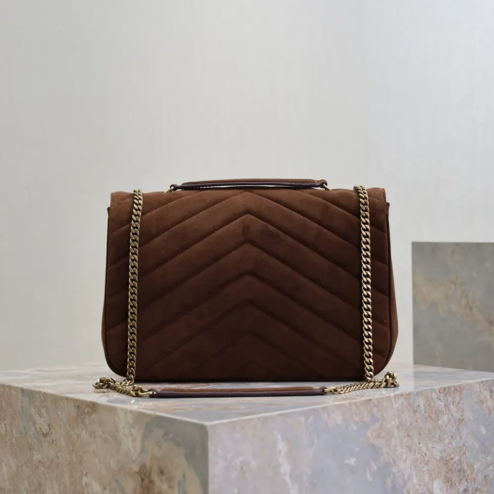 Saint Laurent YSL Loulou Large In Matelassé Suede for Women in Brown Saint Laurent YSL Loulou Large In Matelassé Suede for Women in Brown