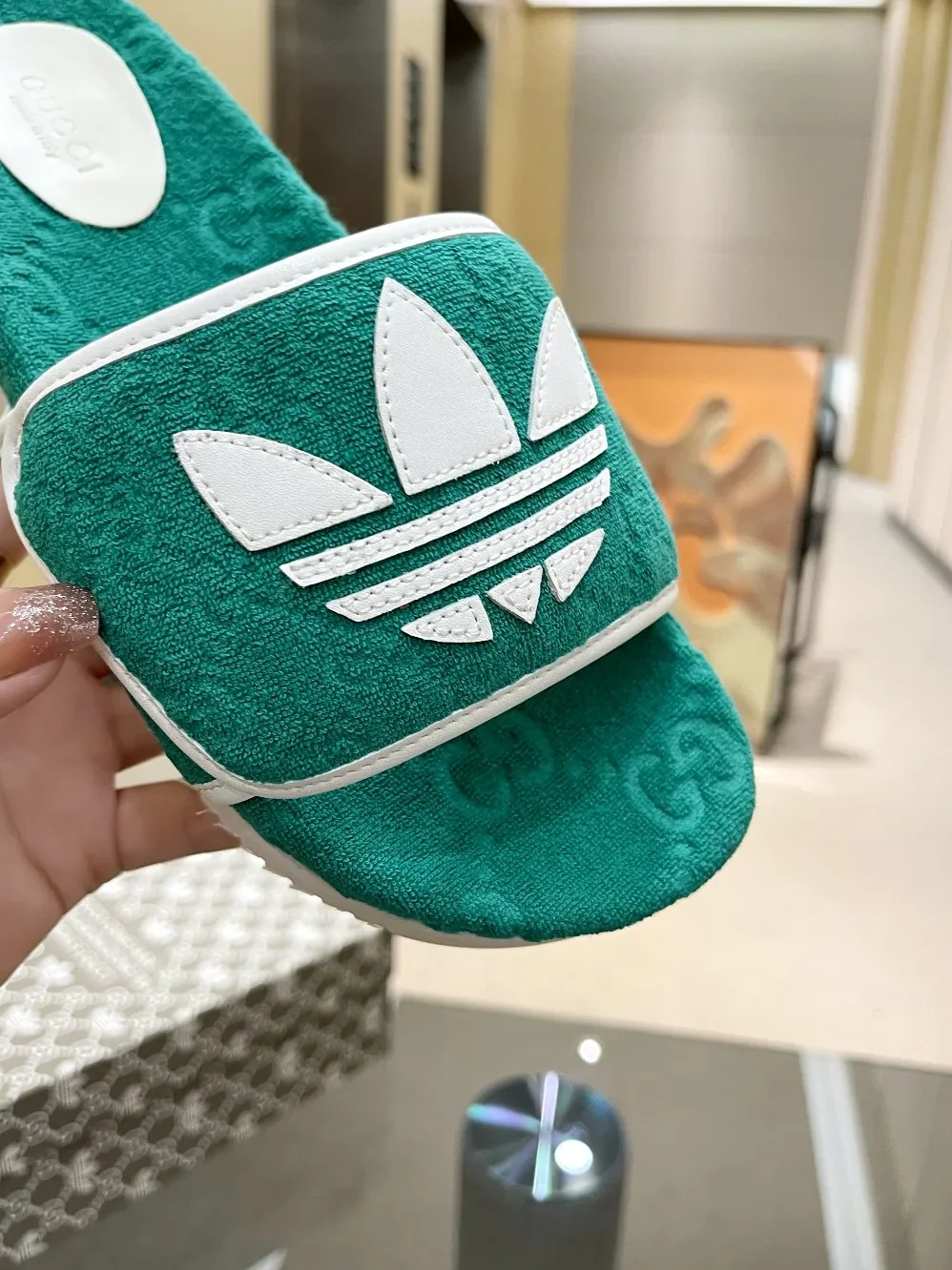 Gucci x Adidas GG Platform Sandal Green for Women Gucci x Adidas GG Platform Sandal Green for Women