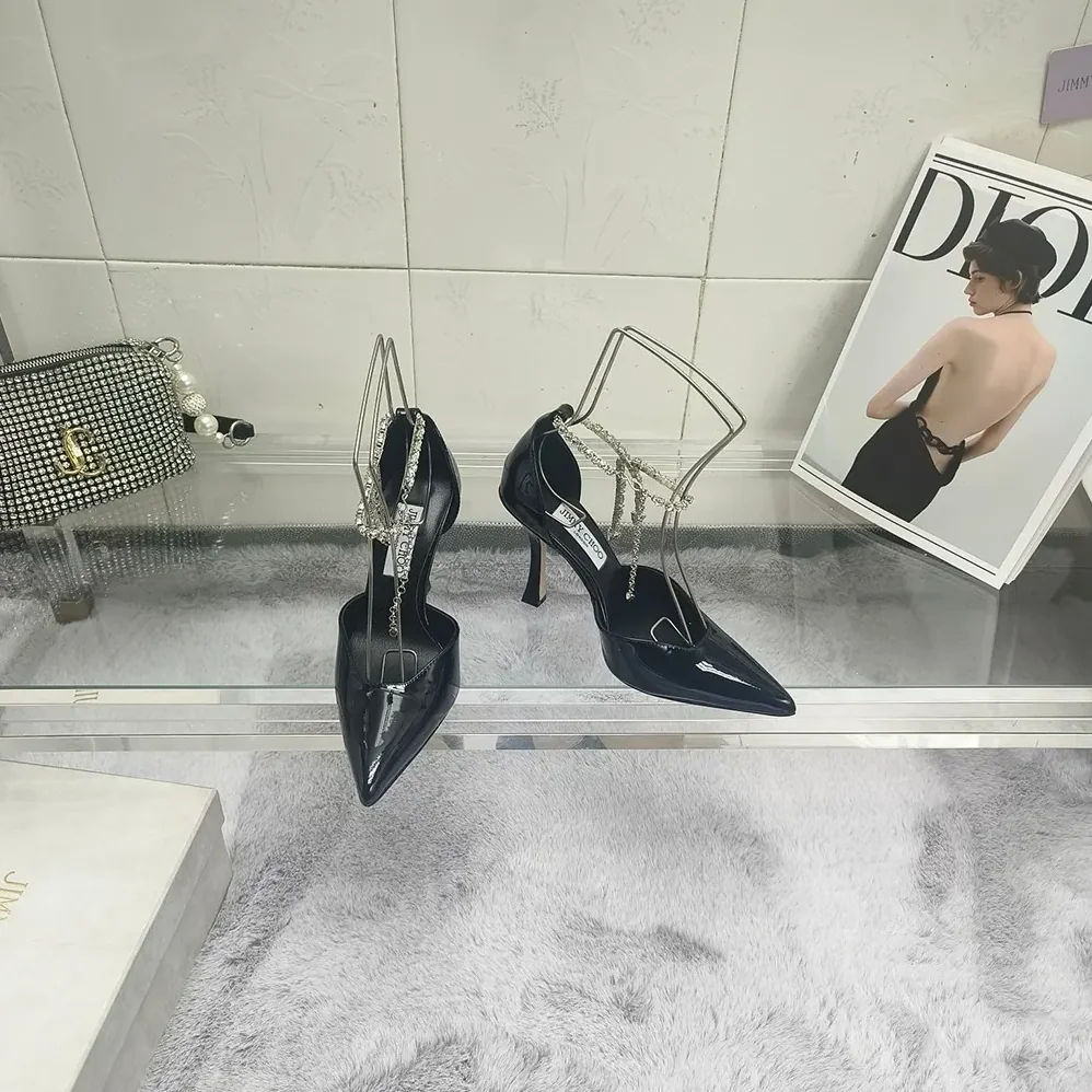 Jimmy Choo Stevie 100 Black Patent Leather Pumps for Women
