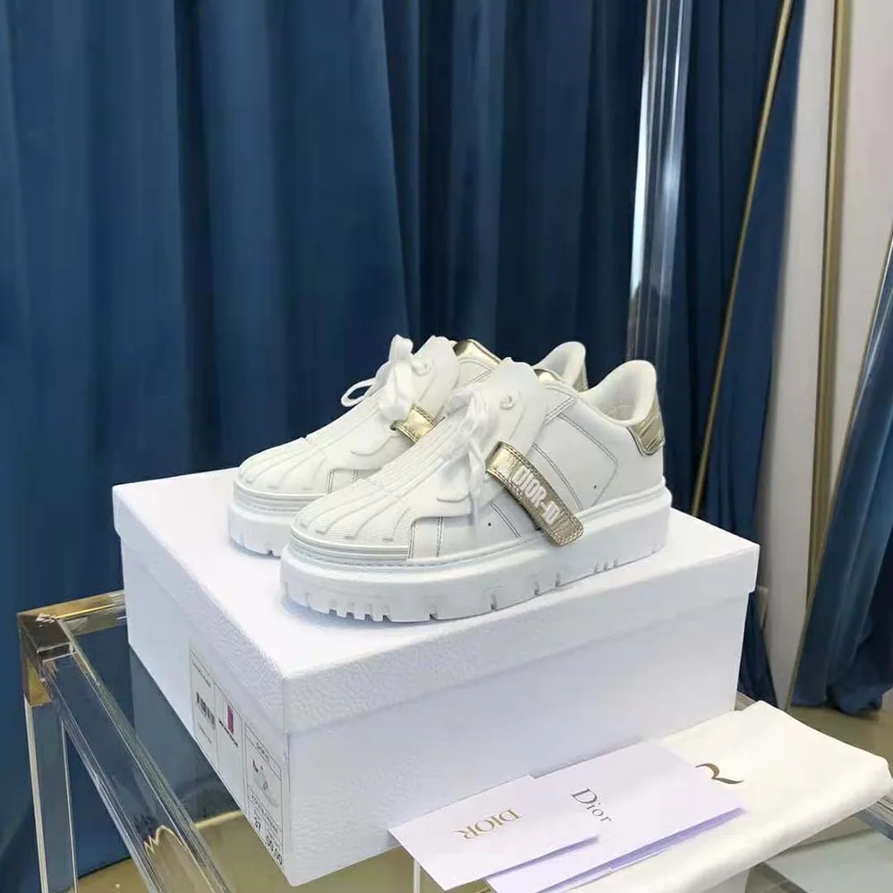Dior Dior-id Sneaker White Calfskin and Gold for Women in Tone Laminate