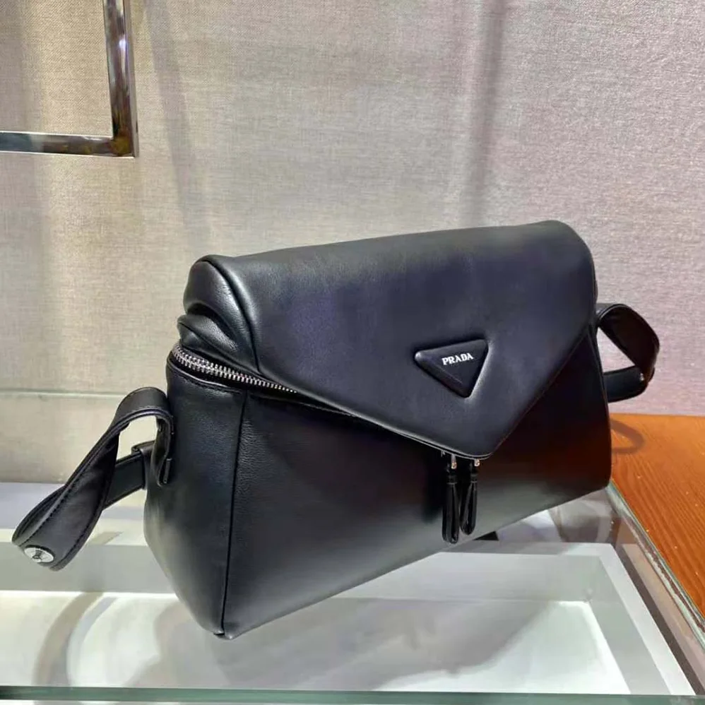Prada Padded Nappa Leather Prada Signaux Bag for Women in Black Prada Padded Nappa Leather Prada Signaux Bag for Women in Black