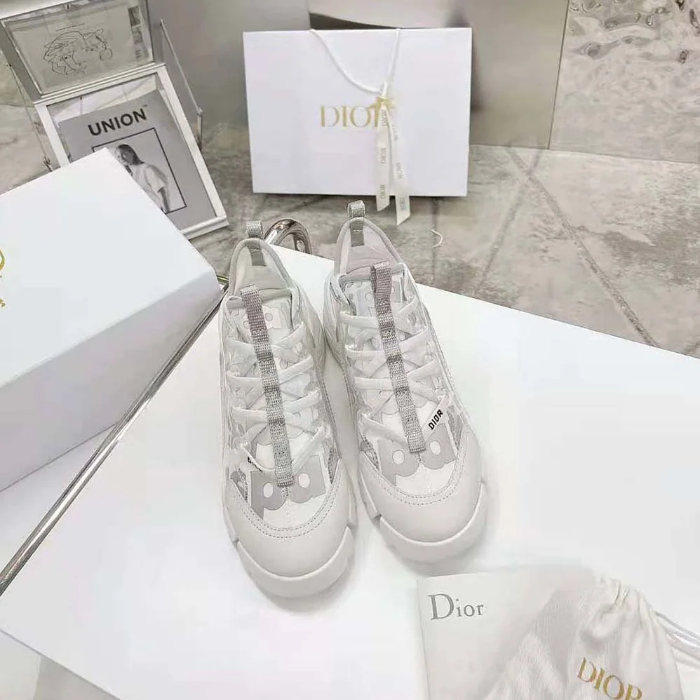 Dior D-connect Sneaker White Dior Spatial Printed Reflective Technical Fabric for Women Dior D-connect Sneaker White Dior Spatial Printed Reflective Technical Fabric for Women