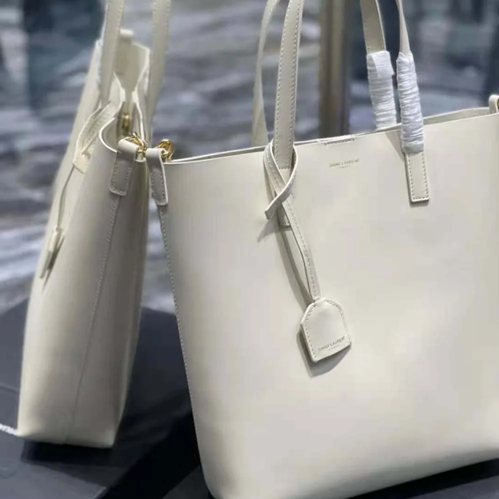 Saint Laurent YSL Shopping Saint Laurent Toy in Supple Leather for Women in White