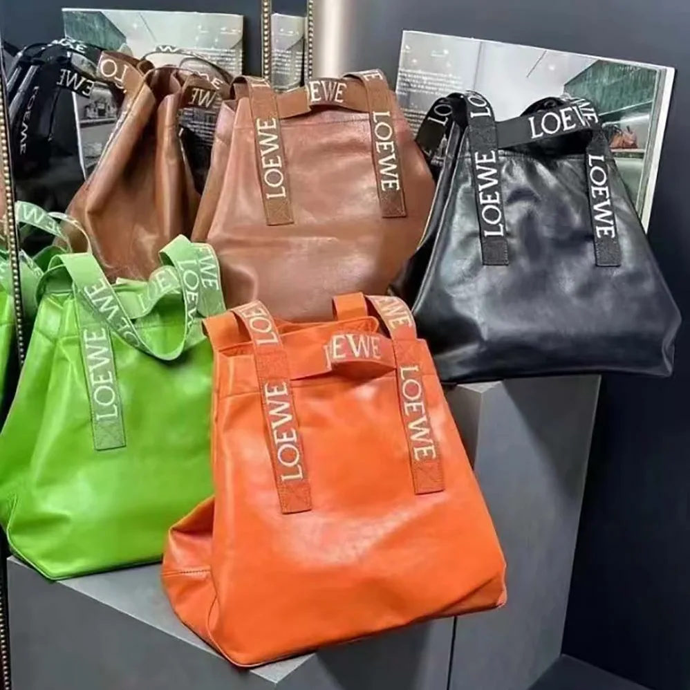 Loewe Fold Shopper in Paper Calfskin for Unisex in Brown
