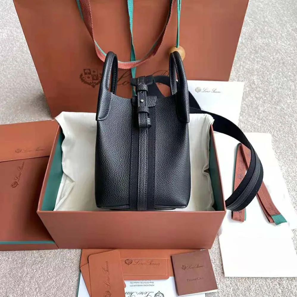 Loro Piana Micro Bale Bag in Calfskin Leather for Women in Black Loro Piana Micro Bale Bag in Calfskin Leather for Women in Black