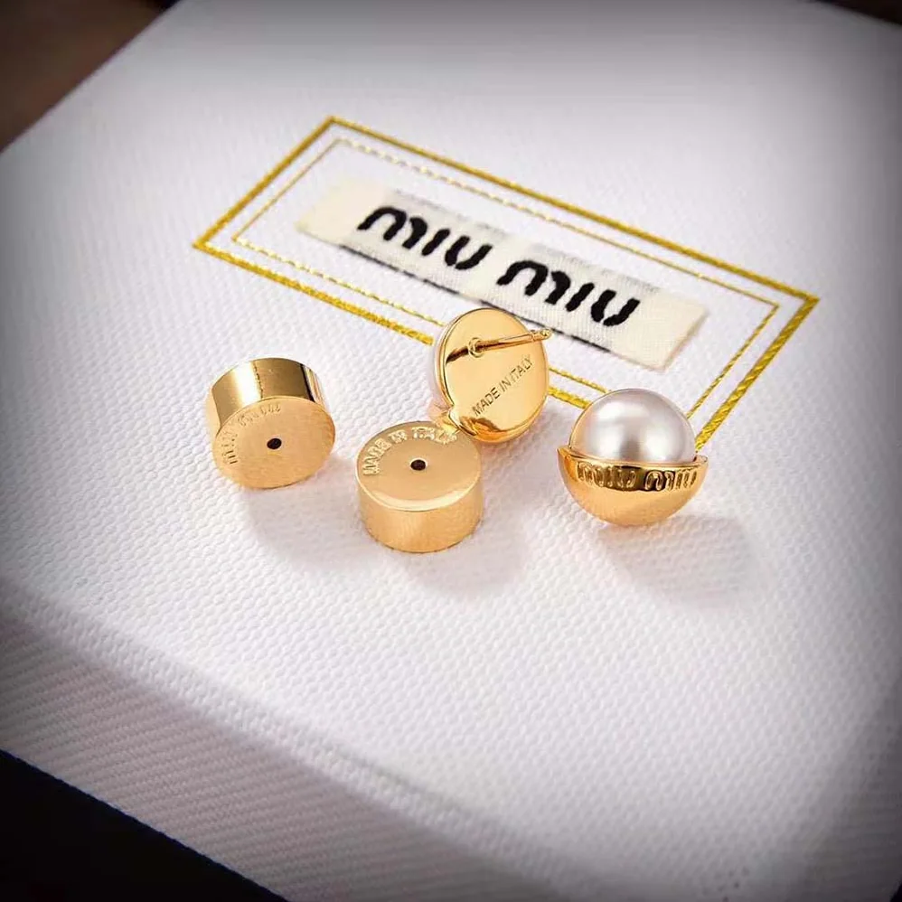 Miu Miu Metal and Pearl Earrings for Women Miu Miu Metal and Pearl Earrings for Women