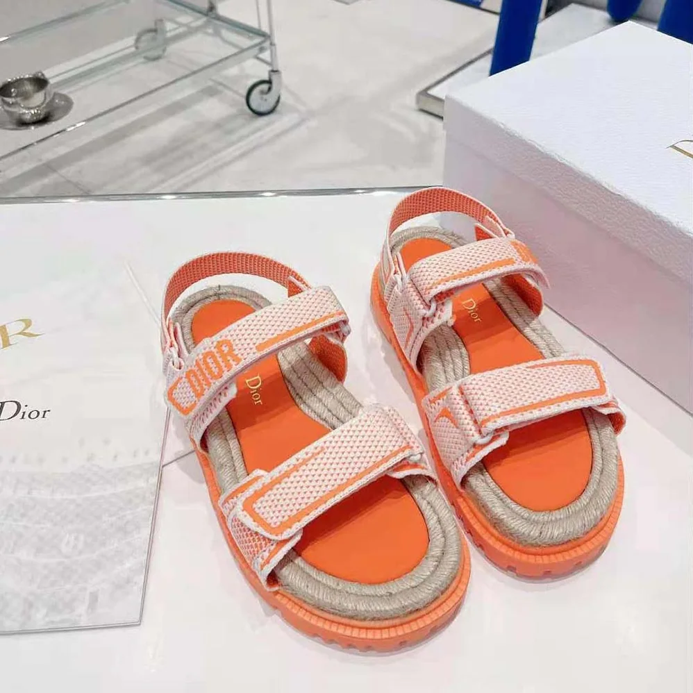 Dior Dioract Sandal White and Bright Orange Technical Mesh and Rubber for Women Dior Dioract Sandal White and Bright Orange Technical Mesh and Rubber for Women