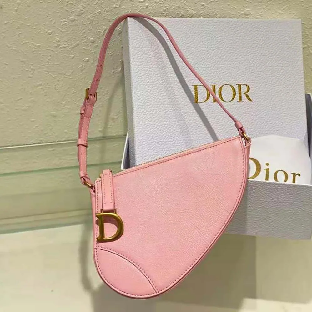 Dior Saddle Shoulder Pouch Melocoton Pink Goatskin for Women