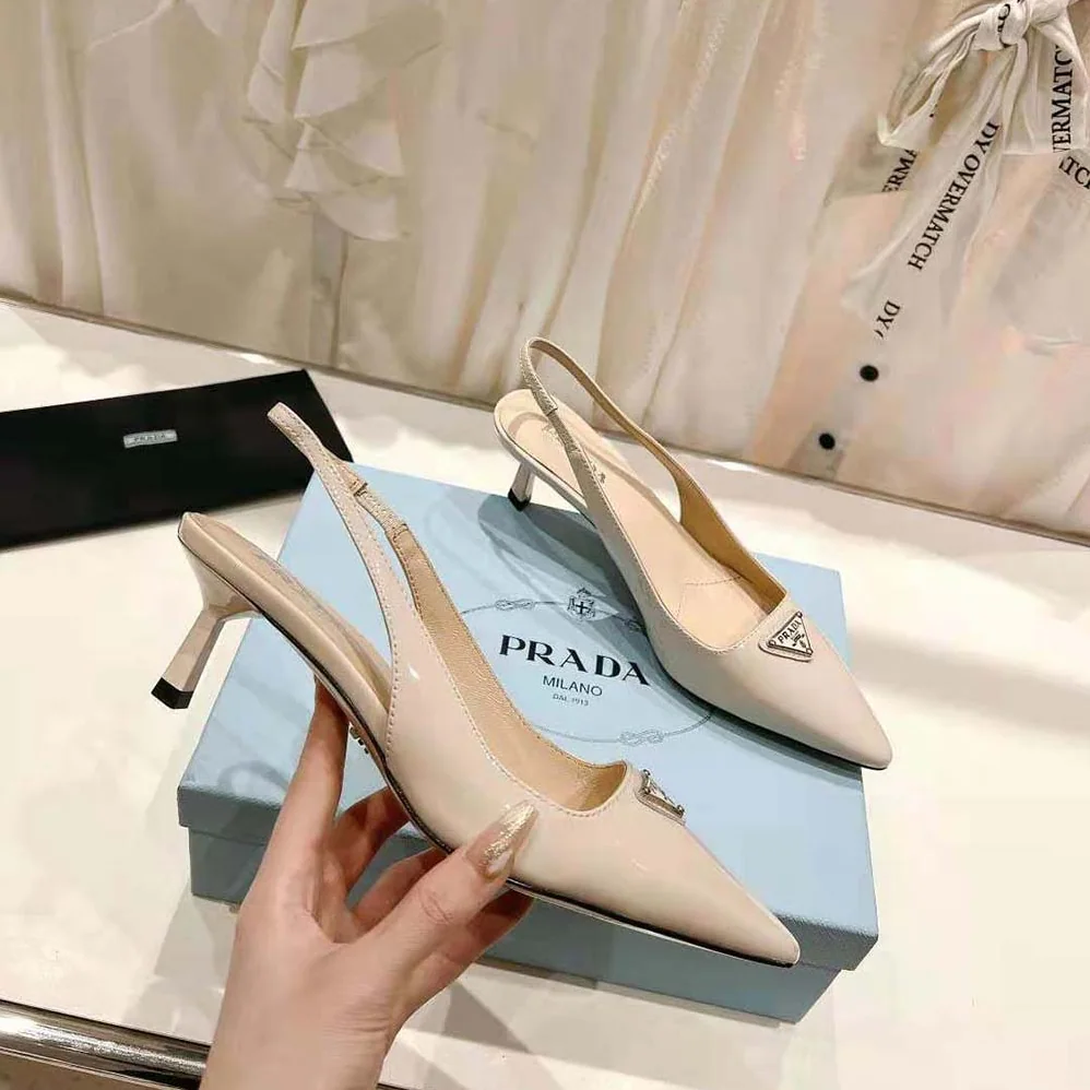 Prada Patent-Leather Slingback Pumps for Women in White