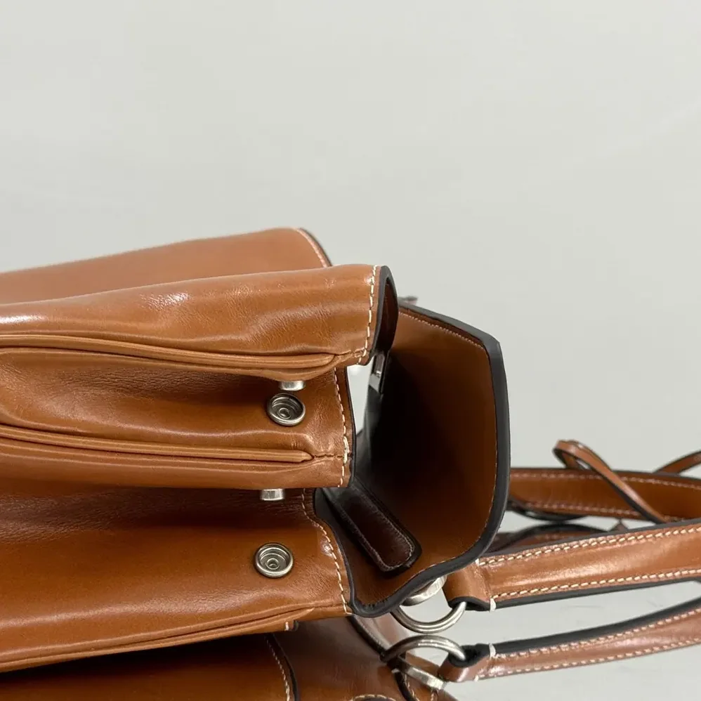 Balenciaga Rodeo Handbag Small in Tan Cowboy Vegetable Tanned Lambskin Aged for Women in silver Hardware