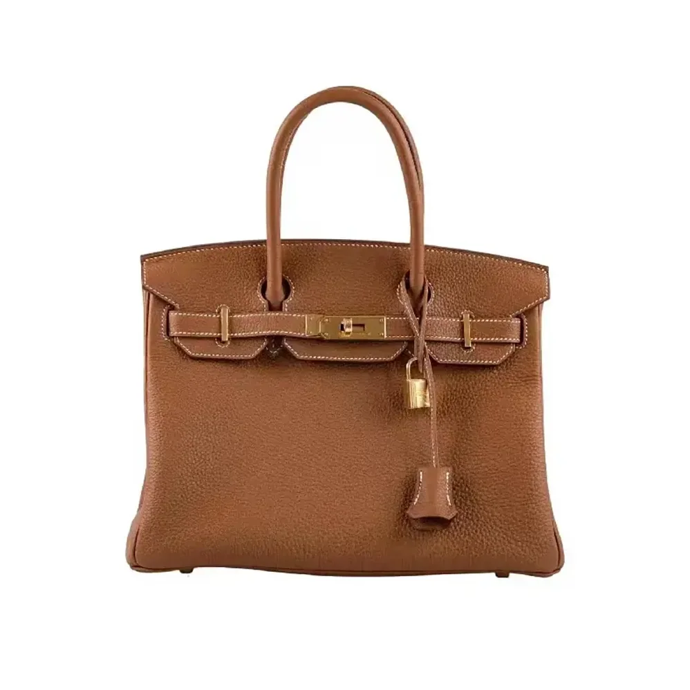 Hermes Birkin 30 Bag in Epsom Leather with Gold Hardware in Brown/Gold