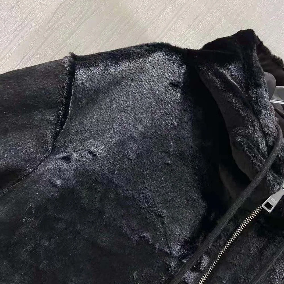 Prada Reversible Gabardine and Shearling Jacket for Women in Black
