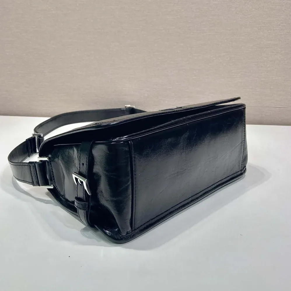 Prada Leather Shoulder Bag for Women in Black
