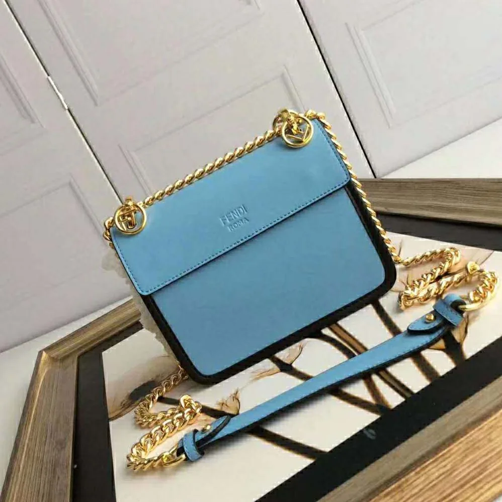 Fendi Kan I F Small Pale Blue Leather Mini Bag for Women