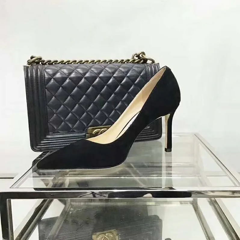 Jimmy Choo Shoes Romy 85 Opal Suede Pointy Toe Pumps for Women in Black