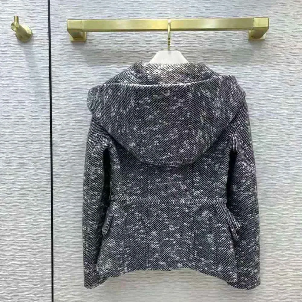 Dior Fitted Hooded Jacket Black and White Technical Wool Tweed and Silk for Women