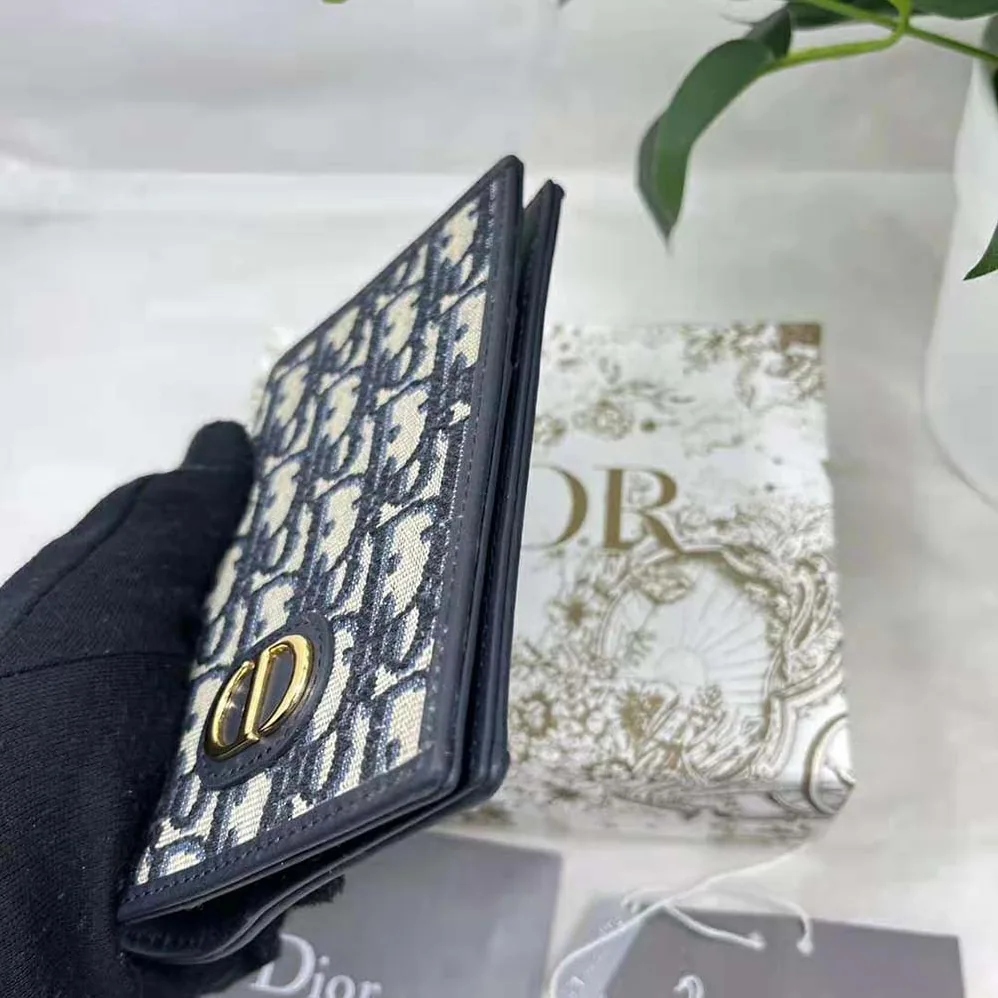 Dior 30 Montaigne Passport Holder Blue Dior Oblique Jacquard for Women