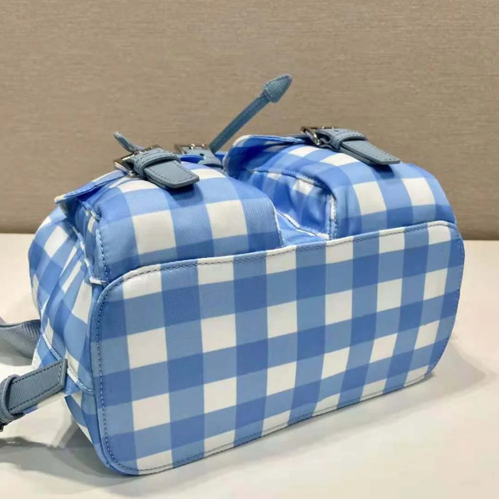 Prada Small Printed Re-Nylon Backpack for Women in Blue Prada Small Printed Re-Nylon Backpack for Women in Blue