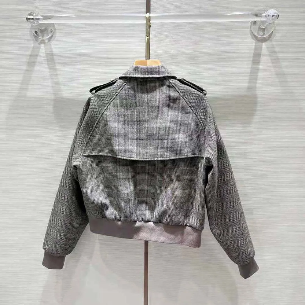 Celine Bomber Jacket in Prince of Wales Flannel for Women Celine Bomber Jacket in Prince of Wales Flannel for Women