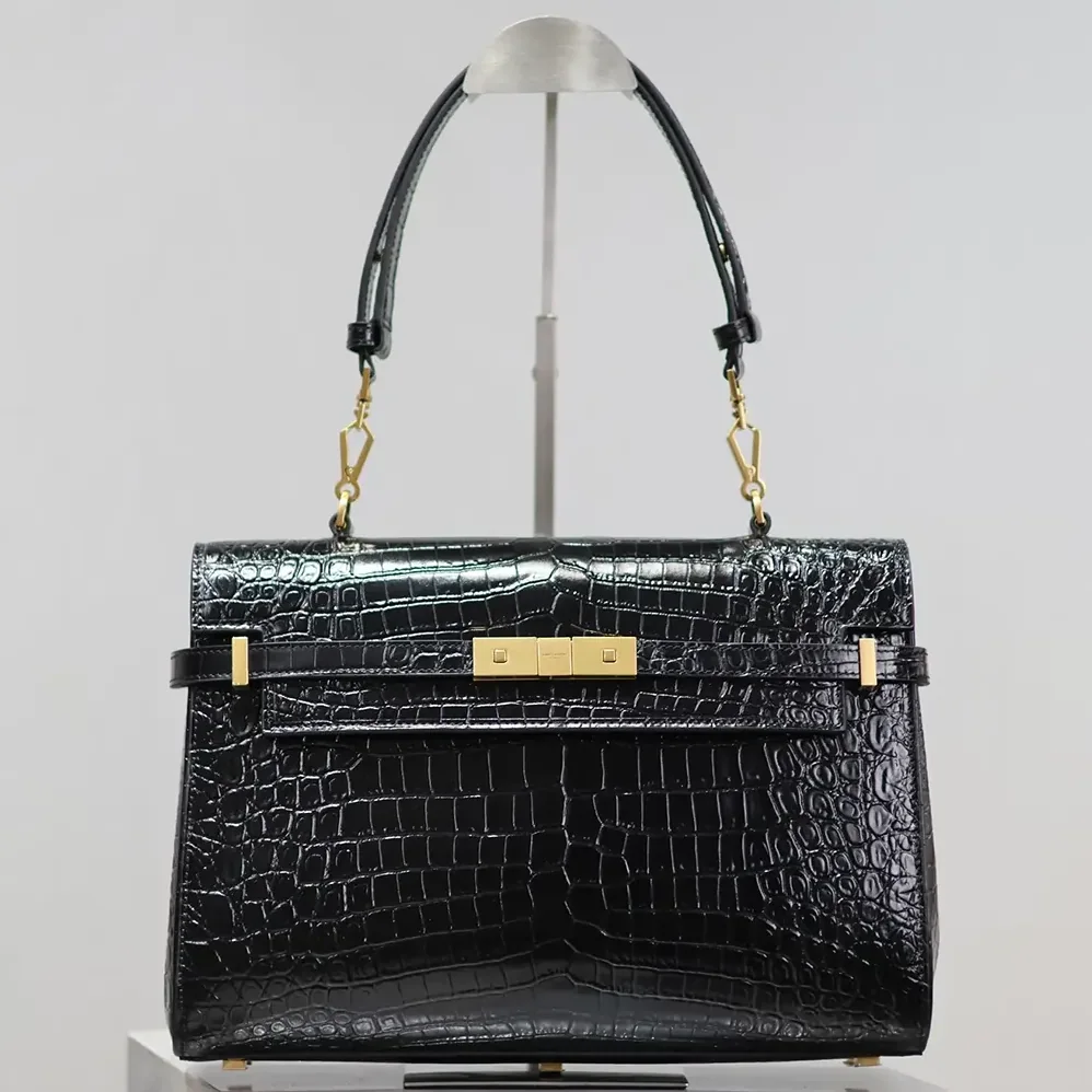 Saint Laurent YSL Manhattan Top for Women in handle in Shiny Alligator Saint Laurent YSL Manhattan Top for Women in handle in Shiny Alligator