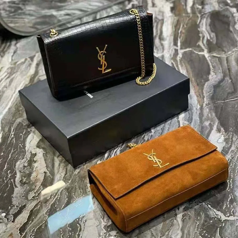 Saint Laurent YSL Kate Medium Reversible in Suede and Crocodile for Women in Embossed Leather Saint Laurent YSL Kate Medium Reversible in Suede and Crocodile for Women in Embossed Leather