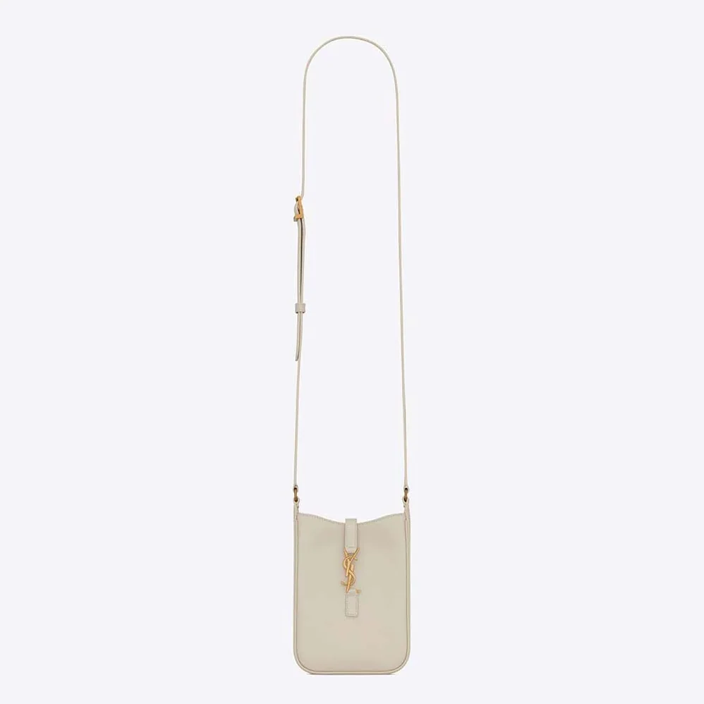 Saint Laurent YSL Le 5 à 7 Mini Vertical in Shiny Leather for Women in White Saint Laurent YSL Le 5 à 7 Mini Vertical in Shiny Leather for Women in White