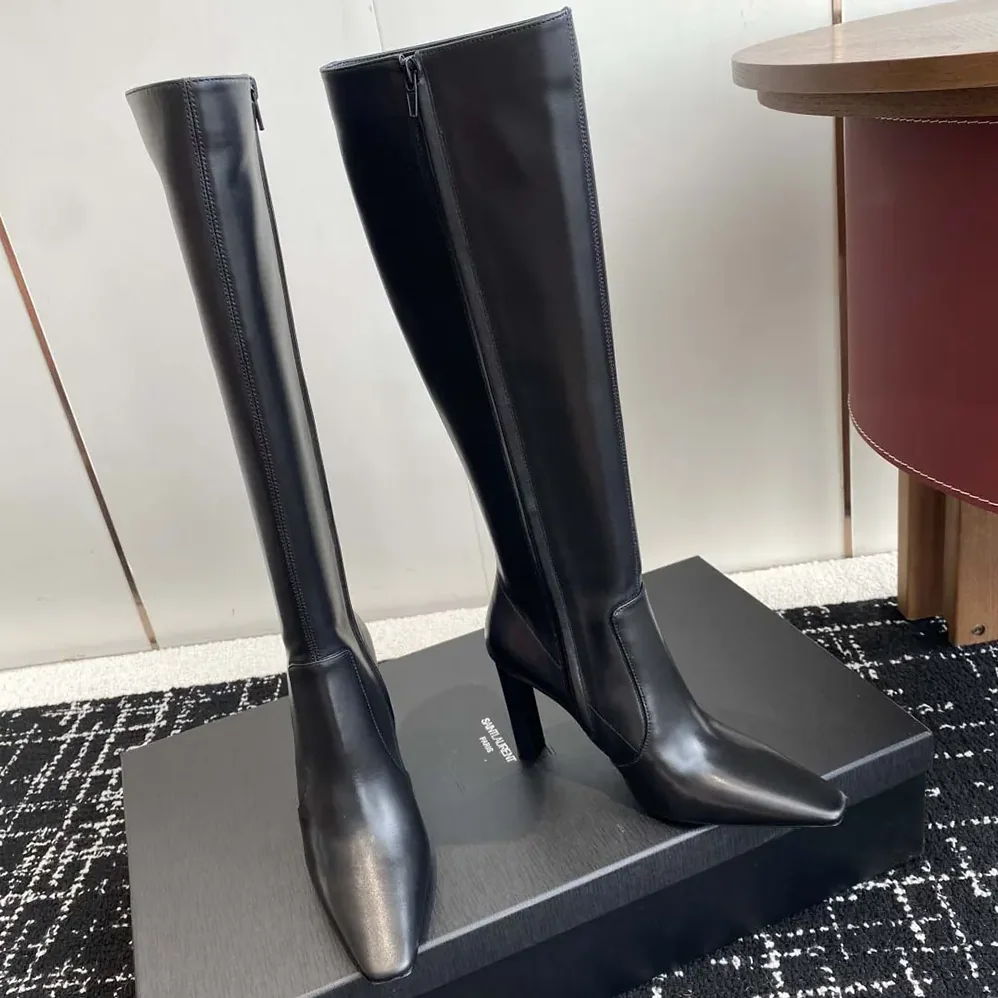 Saint Laurent YSL Francoise Boots In Smooth Leather for Women in Black