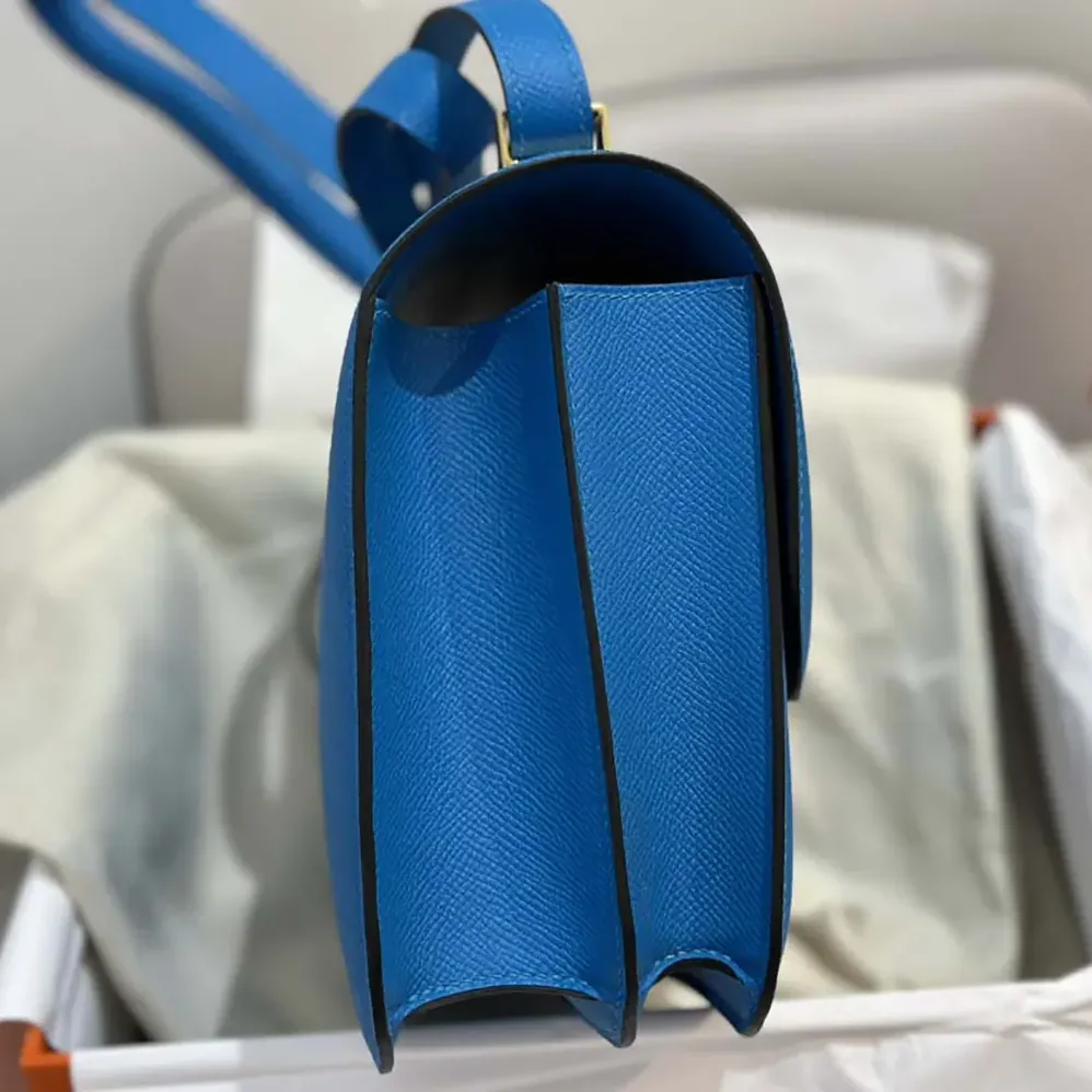 Hermes Constance 24 Bag Epsom Leather for Women in Blue/Gold Hermes Constance 24 Bag Epsom Leather for Women in Blue/Gold