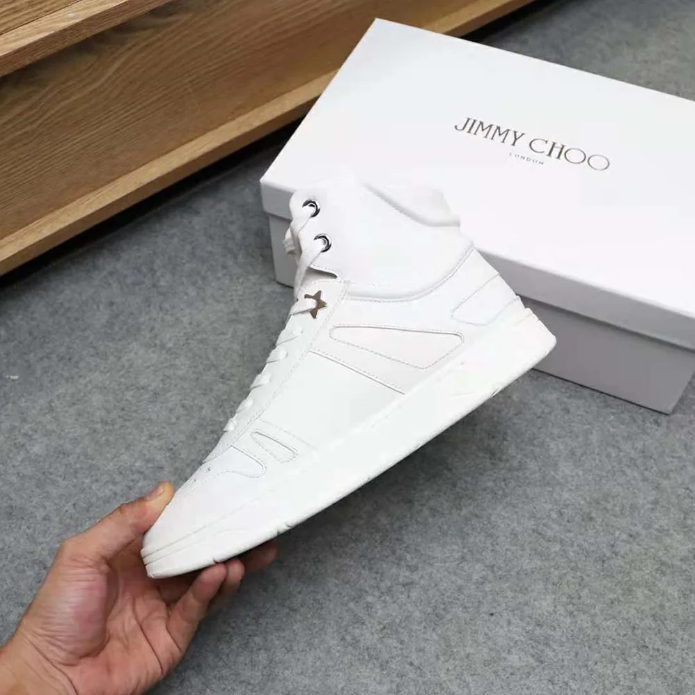 Jimmy Choo Hawaii Hi Top/M White Calf Leather High Top Trainers for Men Jimmy Choo Hawaii Hi Top/M White Calf Leather High Top Trainers for Men
